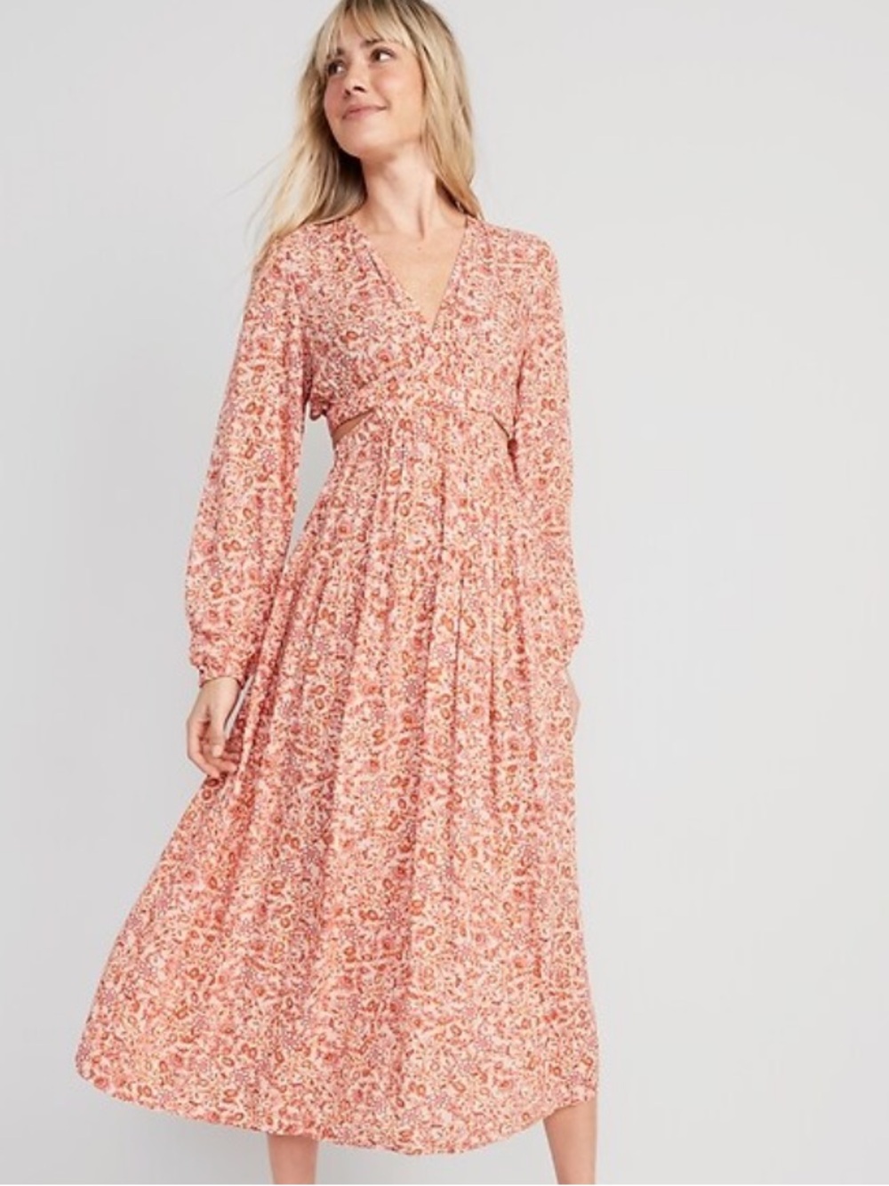 Old Navy Waist Defined Side-Cutout Floral Maxi Dress